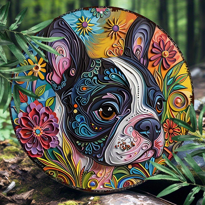 

Boston Terrier Mandala Psychedelic Art Style Round Aluminum Sign, 8x8 Inch, Uv Resistant, Waterproof, Easy To Hang, Home & Outdoor Wall Decor - 1pc