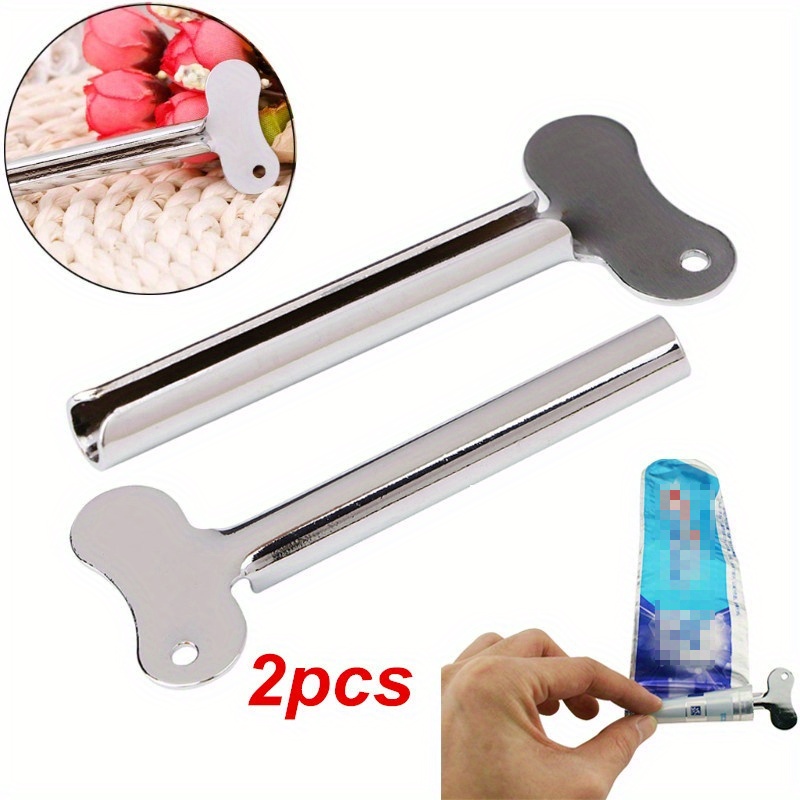 

2pcs Stainless Steel Toothpaste Squeezer - For Creams, Cosmetics & Paints