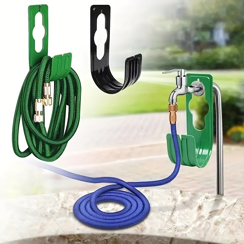 

expandable" Easy-install Wall-mounted Garden Hose Holder - Expandable, Space-saving Design For Home Organization - Green