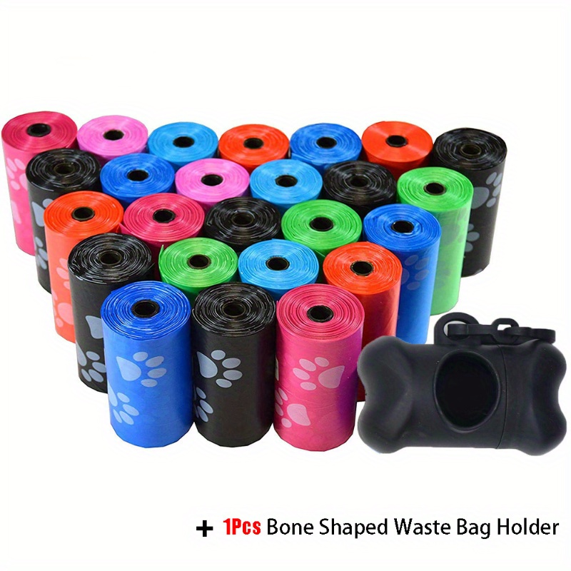 

compact" 6-piece Leak-proof Dog Poop Bags With Portable Bone-shaped Dispenser - Convenient Outdoor Pet Waste Solution