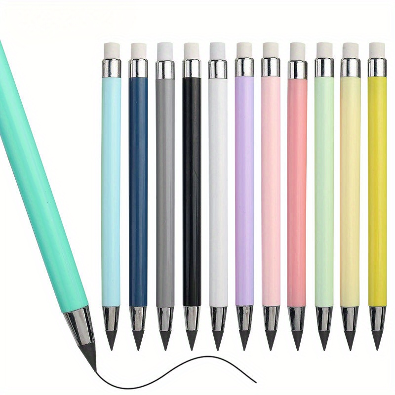 

6-piece Unbreakable Eternal Pencils, 0.5mm Hb Lead, Macaron Colors - Perfect For Students & Sketching