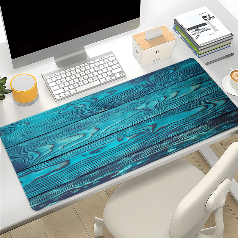 

Large Blue Wood Texture Gaming Mouse Pad - Hd Desk Mat For Keyboard & Computer, Non-slip Natural Rubber, Office Accessory, Perfect Gift For Gamers, 35.4x15.7in