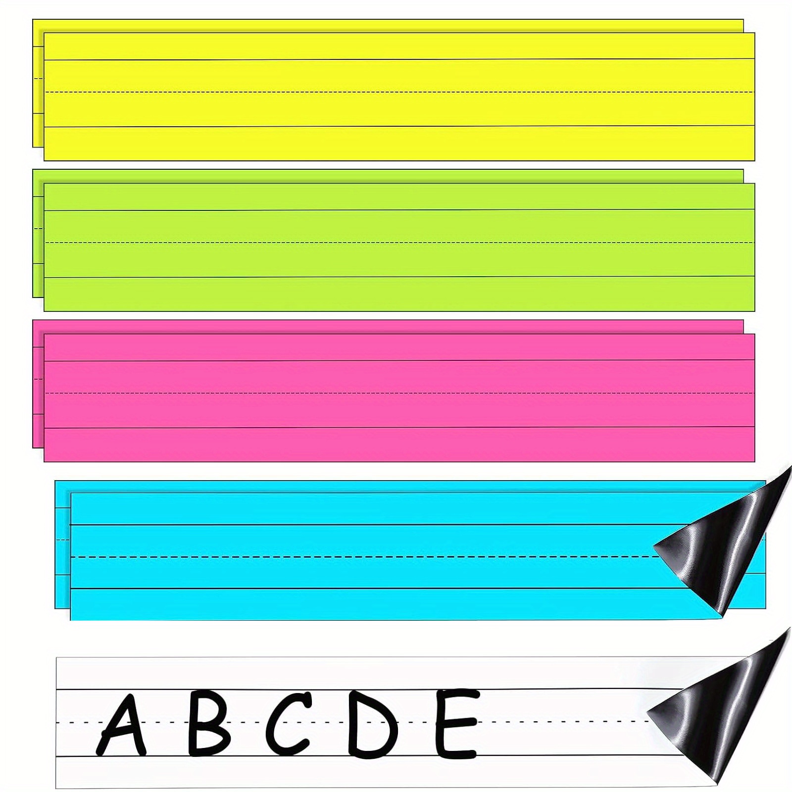 

5-pack Reusable Magnetic Sentence Strips, 12x3" Dry Erase Writing Strips For Classroom Learning & Daily Office Use