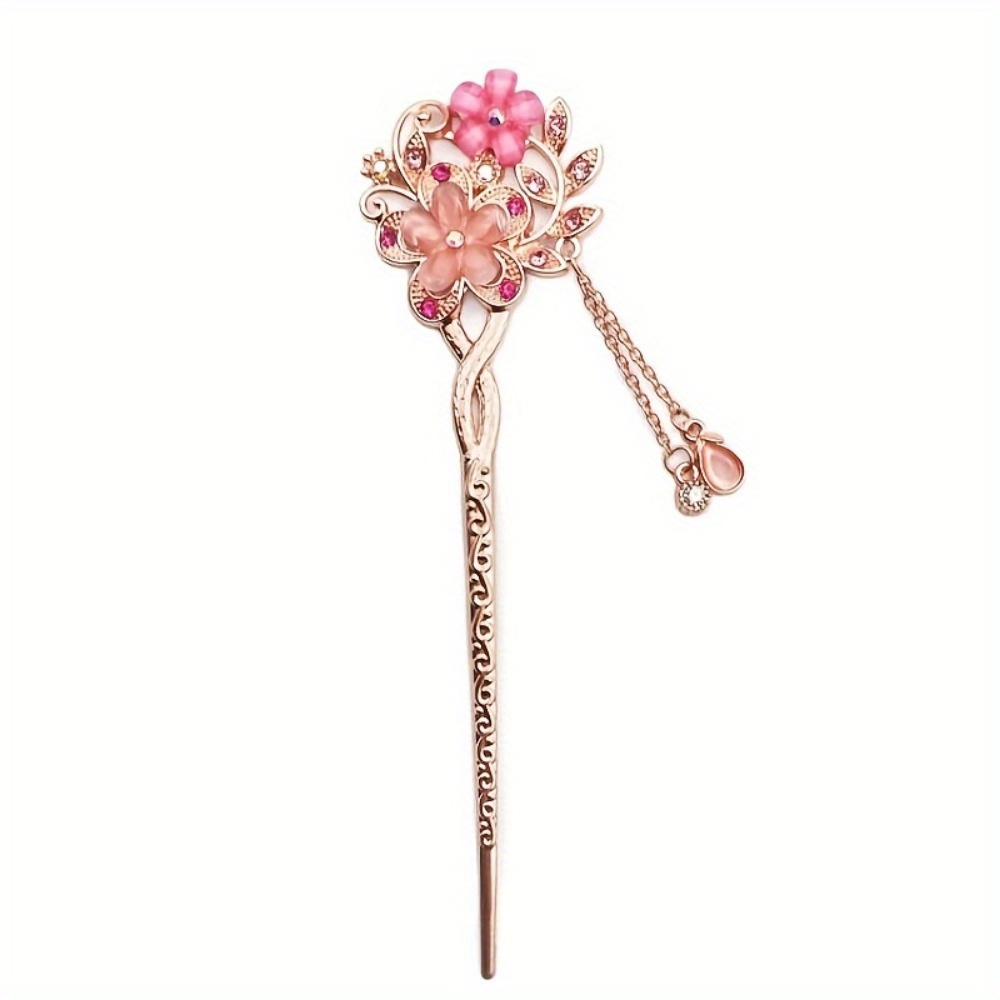 TEMU 1 pz Fermacapelli con Strass in Stile Cinese - Bastone per Capelli a per Matrimoni e Acconciature - Accessorio Vintage per Donna