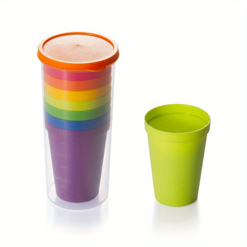 

7-piece Plastic Tumbler Set, Rainbow Stackable Water Cups, Portable Drinking Glasses For Travel & Outdoor Picnics