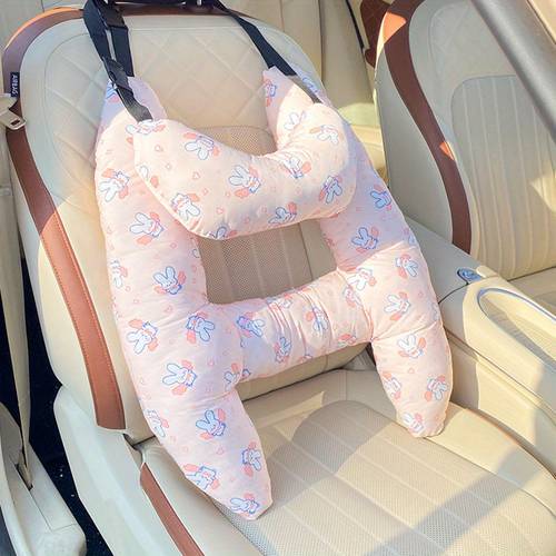 Cartoon Car Pillow with Polyester Fiber Fill, Soft and Comfortable Sleeping Support for Car Travel - Universal Interior Accessory - 1 Piece.