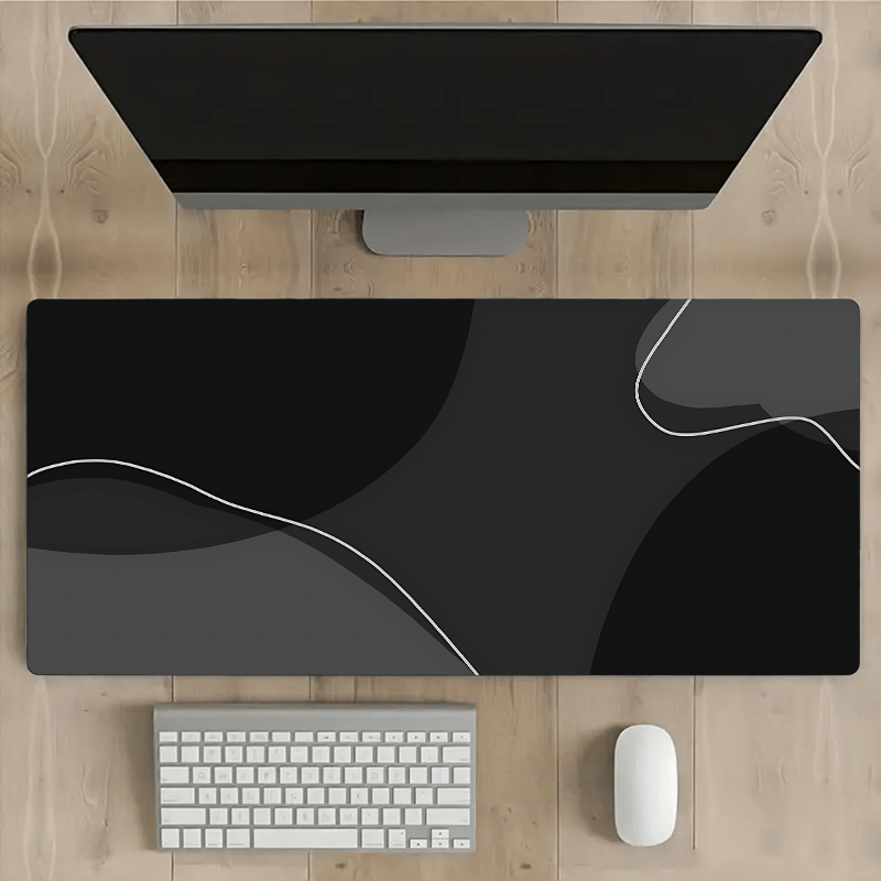 

Oblong Rubber Large Gaming Mouse Pad With Non-slip Base, Black Stylish Line Design Desk Mat For Computers, Office Accessories, Keyboard Pad, Ideal Gift For Boyfriend/girlfriend