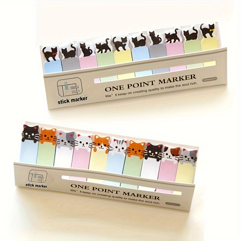 

Cat-inspired Self-stick Notes Set - 150 Pieces, 2 Styles - Bookmark Stickers, Memo Markers, Dot Flags - Cute Office Accessories & Page Flags