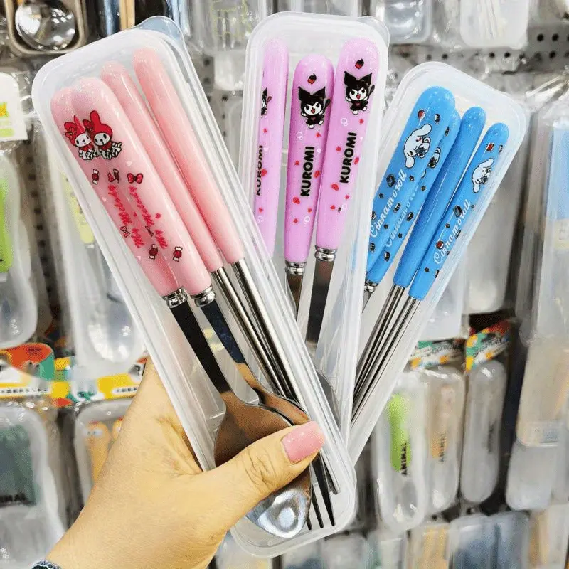 for , for & for stainless steel flatware set - 3pcs cute character cutlery with portable case, 304 stainless steel chopsticks for home, travel, parties, outdoor - collectible gift for fans, themed party supplies, cooking essentials, themed utensils, bright cutlery, steel silverware, sliverware set, sturdy cutlery, lovers Product details 0
