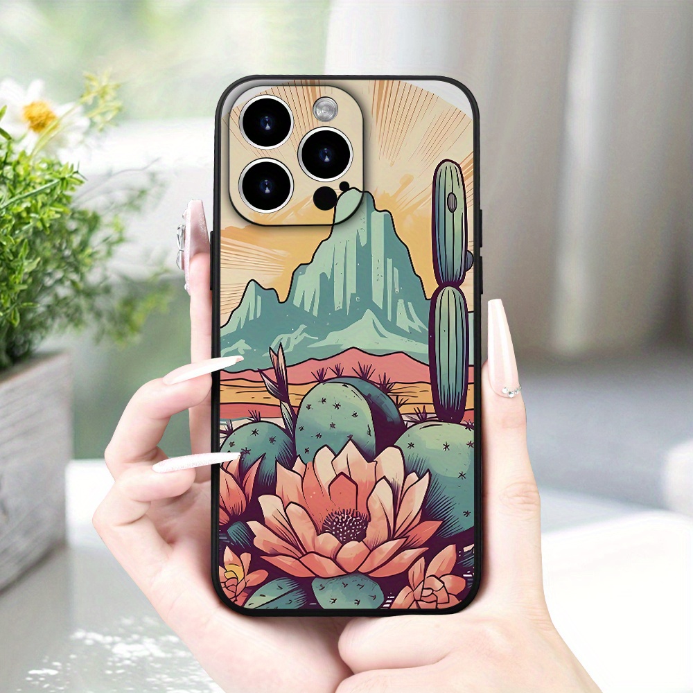 

Men's And Women's Mobile Phone Case Cartoon Desert Cactus Pattern Cool Mobile Phone Case High-quality Texture Simple For 15/14/13/12/11/xs/xr/x/7/8/plus/pro/max/mini