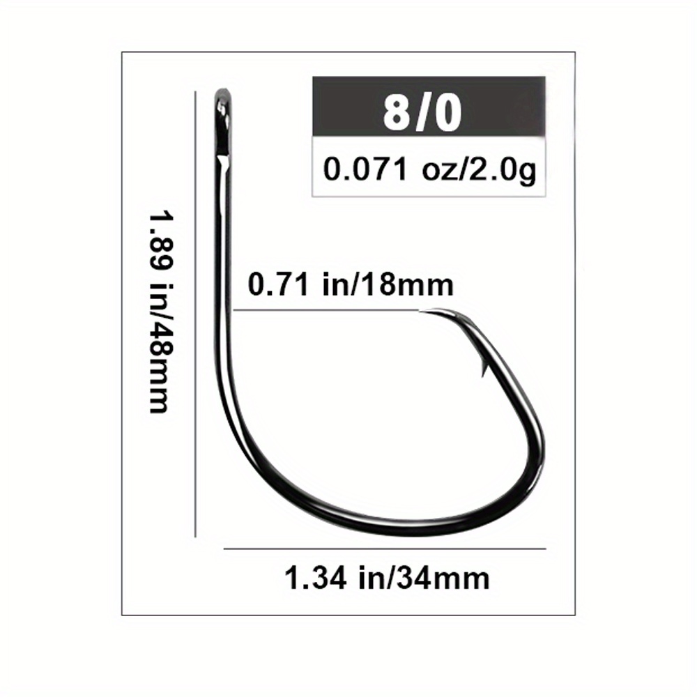 TEMU 50pcs Durable Catfish Circle Hooks - High Carbon Steel Overturned, Barbed Design For Freshwater Fishing Success