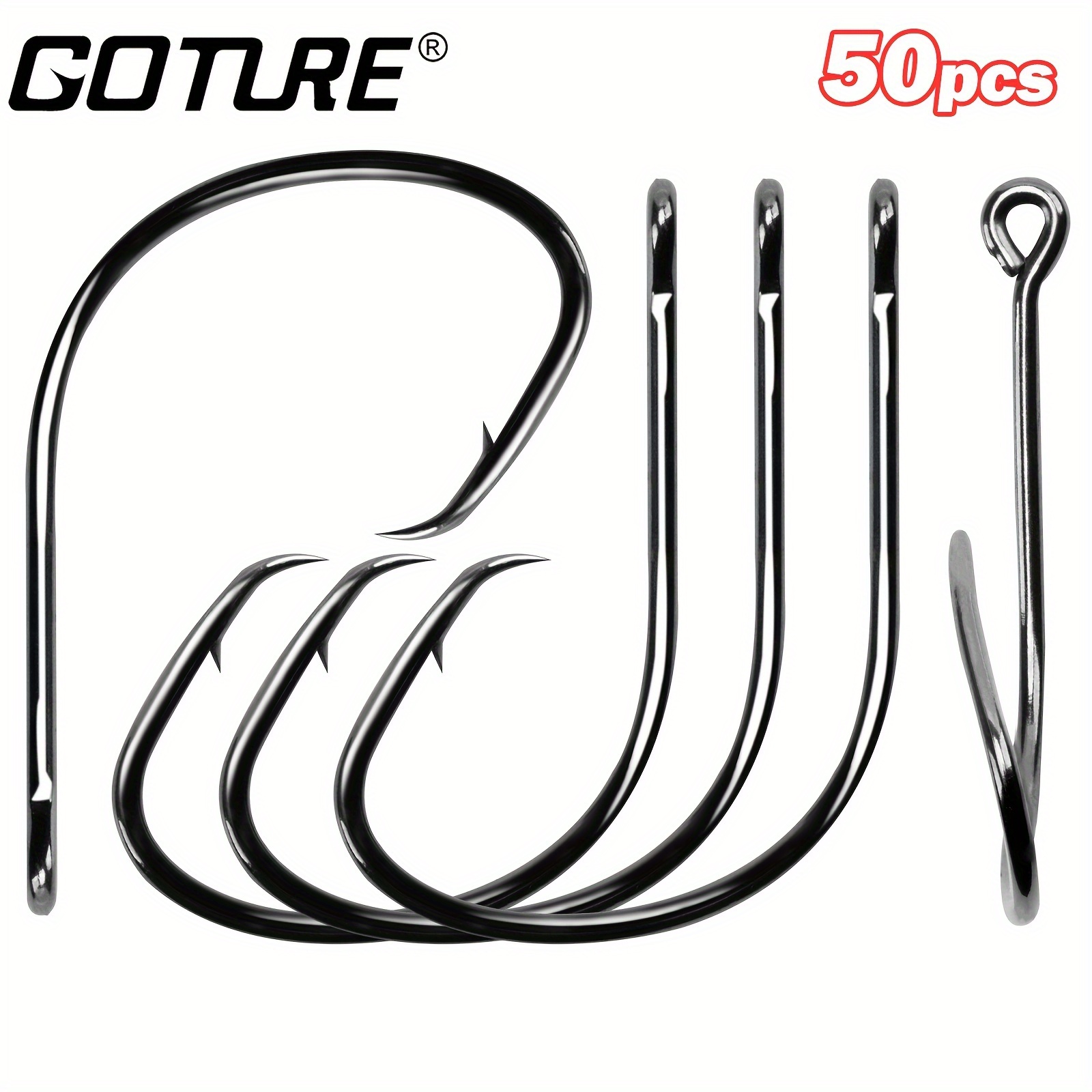 

50pcs Durable Catfish Circle Hooks - High Carbon Steel Overturned, Barbed Design For Freshwater Fishing Success