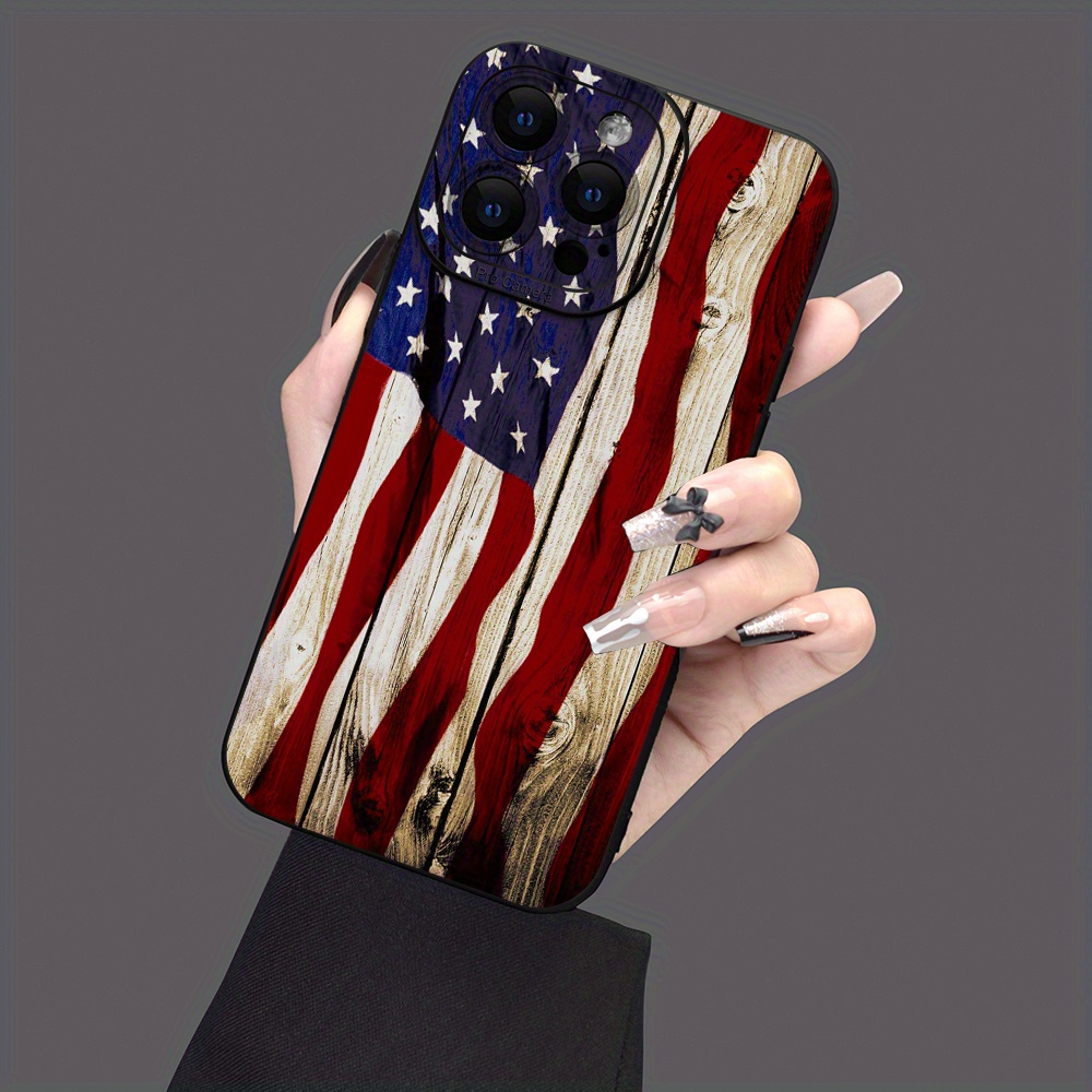 

American Flag Wood Design Phone Case Bundle - Durable Tpu Full-body Shockproof Protection For 15/14/13/12/11/xs/xr/x/7/8/mini/plus/pro/max/se