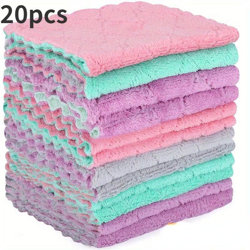 

20pcs Microfiber Dish Cloths - , Double-sided Cleaning Towels For Dishes & , Scouring Pads, Tableware, Car Accessories