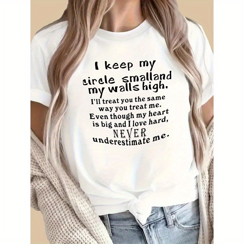 

Letter Print Crew Neck T-shirt, Casual Short Sleeve Top For Spring & Summer, Women's Clothing