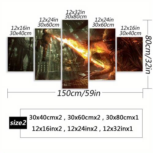 Authorized 5pcs Wooden Frame Canvas Poster, Modern Art, Disney Star Wars Movie Character The Mandalorian Canvas Art Poster, Home Decoration, Living Room, Bedroom, Office, Kitchen, Restaurant, Bar Wall Decoration, Wood Frame Painting, Animated Cloth Wall Art, New Trend Painting Lovers Gift