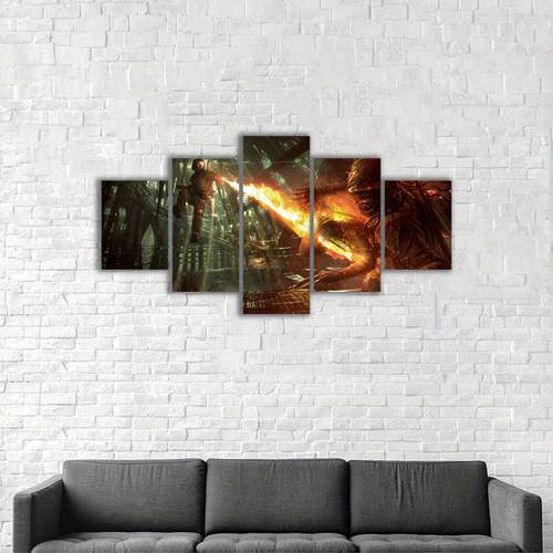Authorized 5pcs Wooden Frame Canvas Poster, Modern Art, Disney Star Wars Movie Character The Mandalorian Canvas Art Poster, Home Decoration, Living Room, Bedroom, Office, Kitchen, Restaurant, Bar Wall Decoration, Wood Frame Painting, Animated Cloth Wall Art, New Trend Painting Lovers Gift