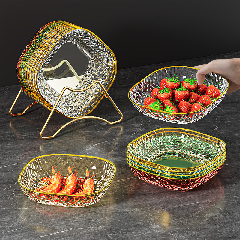 

4-pack Plastic Chip & Dip Set - Luxury Transparent Bone Shape Plates For Fruits, Snacks, Candy & Nuts
