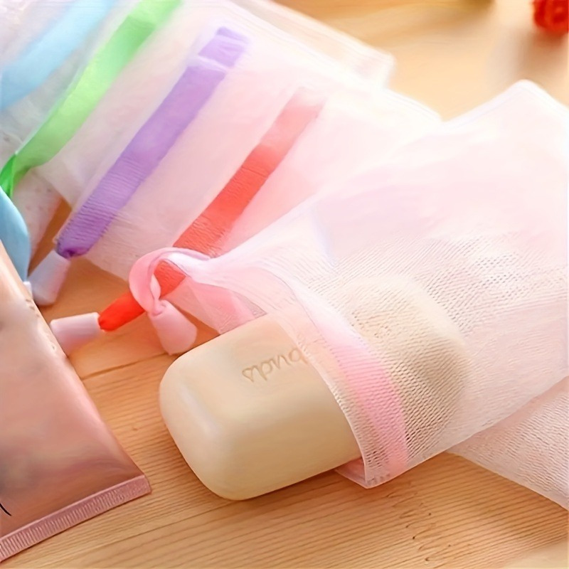 

20 Pcs Exfoliating Mesh Soap Pouch Bubble Foam Double Layer Soap Sack Saver Pouch Drawstring Holder Bags