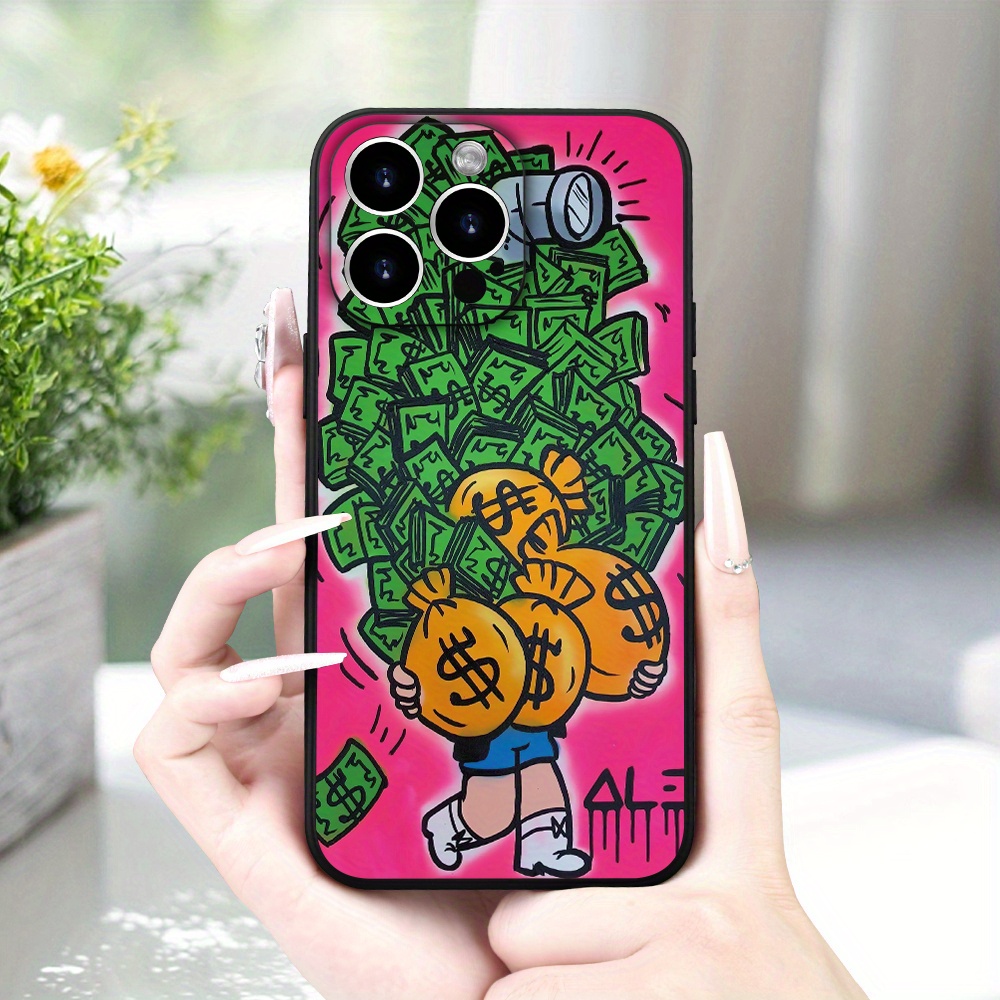 

Cute Cartoon Money Bag Design Tpu Phone Case For 15/14/13/12/11/xs/xr/x/7/8/plus/pro/max/mini - Fun Wallpaper Pattern Premium Texture Protective Cover For Men And Women