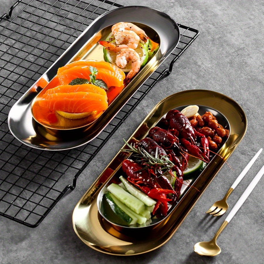 

Stainless Steel Plates Set - Metal Trays For Desserts, Appetizers, , & Bbq Meats - All-, Dishware