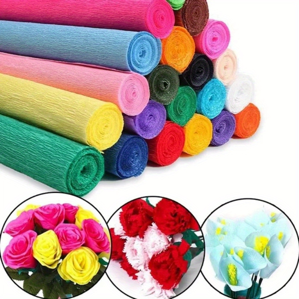 

Crepe Paper Roll For Diy Crafts, 250x50cm Thickened Paper For Flower Making, Origami, And Party Decorations - 18 Vibrant Colors .