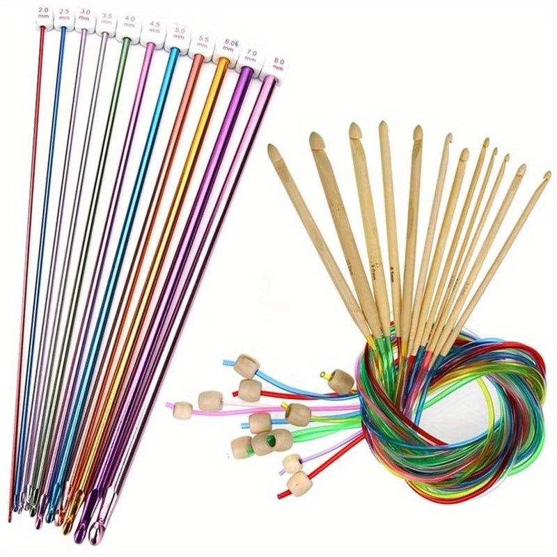 

11/12pc Tunisian Crochet Hook Set, 3-10mm Bamboo Knitting Needles With Smooth Finish & Comfort Grip Handles