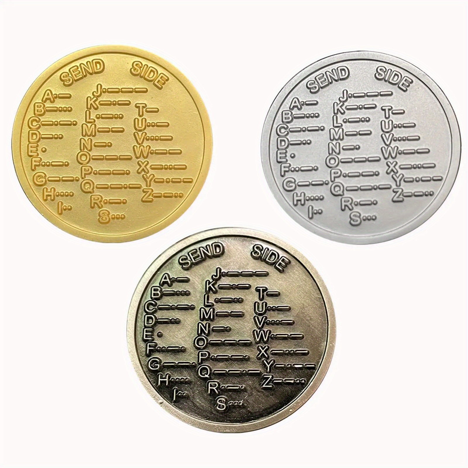 

1pc Cw Code Training Coin, Double-sided Alphabet & Numbers, Educational Commemorative Coin For Radio Enthusiasts And Ham