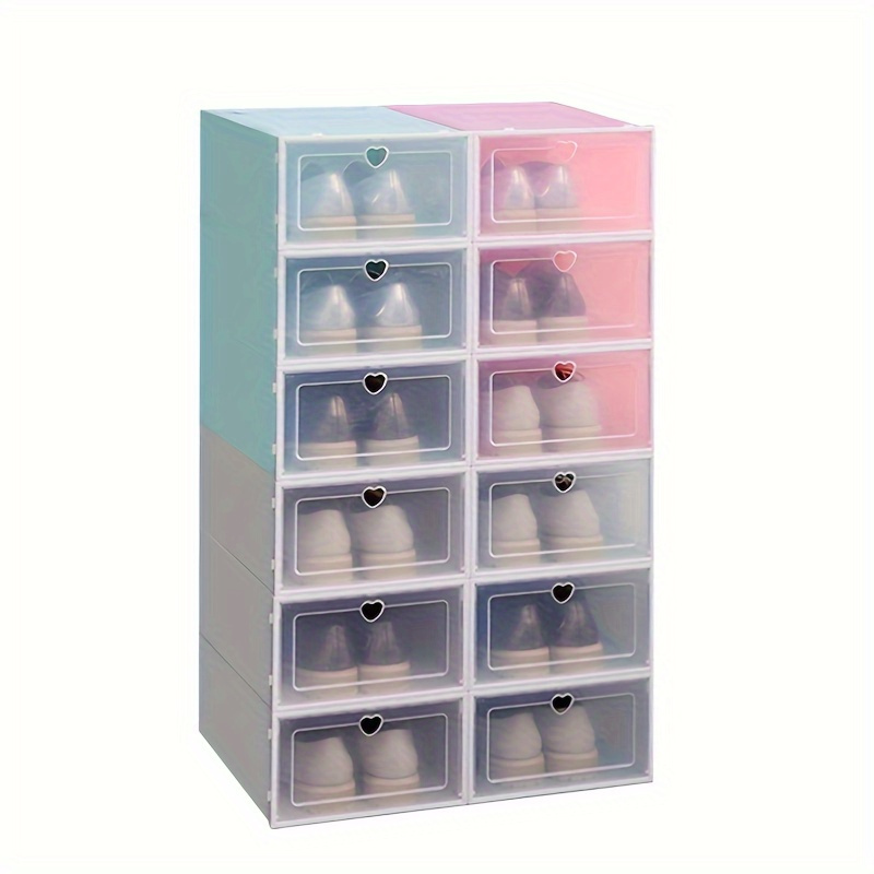 

1pc Flip Shoe Box, Transparent Drawer Type Pp Plastic Box, Living Room Stackable Shoe Rack, Large Shoe Storage Dustproof Box, Home Essential