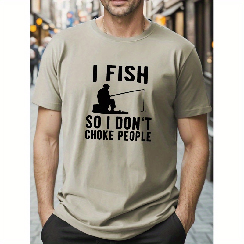 

Plus Size Men's T-shirt, Fishing Print Tops, Summer Trendy Casual Short Sleeve Tees, Outdoor Sports Clothing, Big & Tall Guys, Leisurewear