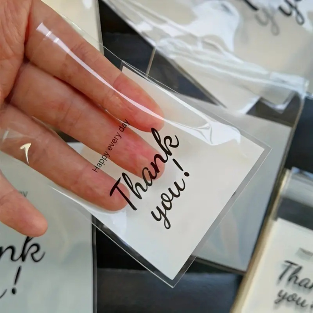 

100pcs "thank You" Printed Gift Bags, Biscuit Self-adhesive Gift Bag, Small Bag, Jewelry Bag, Suitable For Storing Gifts Eid