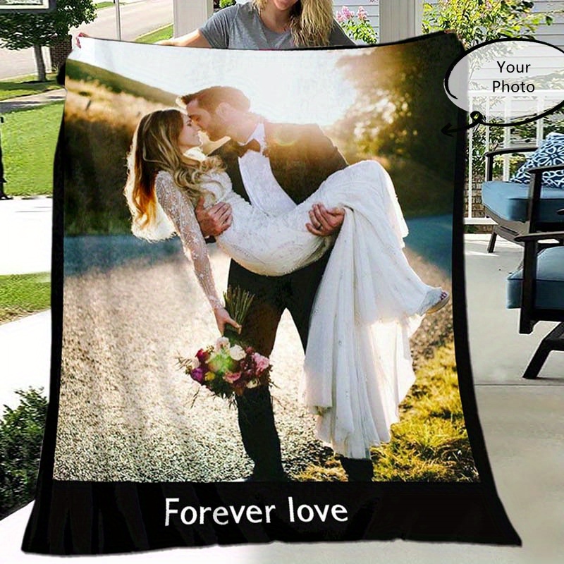 

1pc Custom Your Photo Blanket, Personalized Picture Pattern Blanket, Outdoor Travel Leisure 4 Seasons Nap Blanket