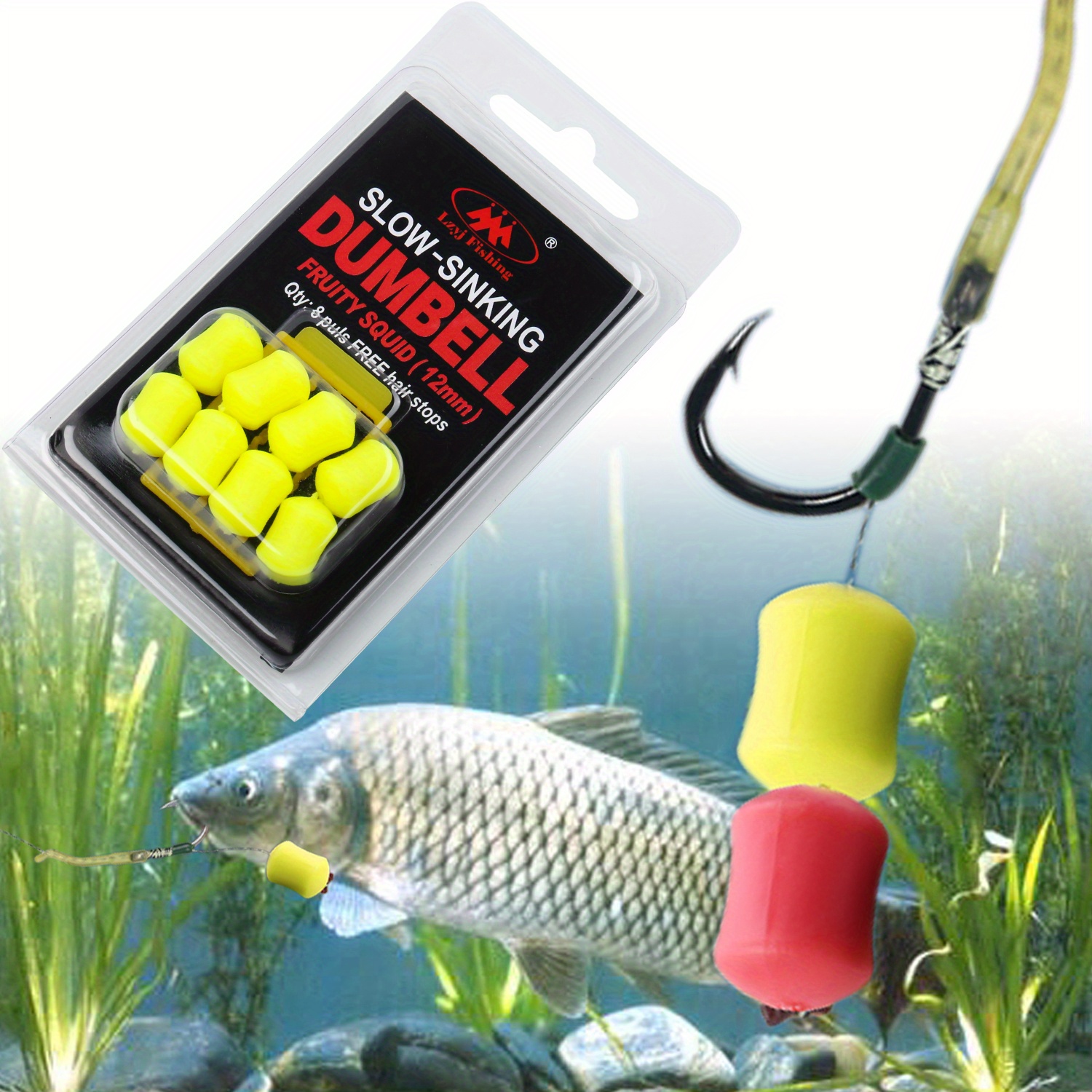 

8pcs Bright Color Dumbbell Bait, Slow Sinking Rig Bait, Fishing Accessories