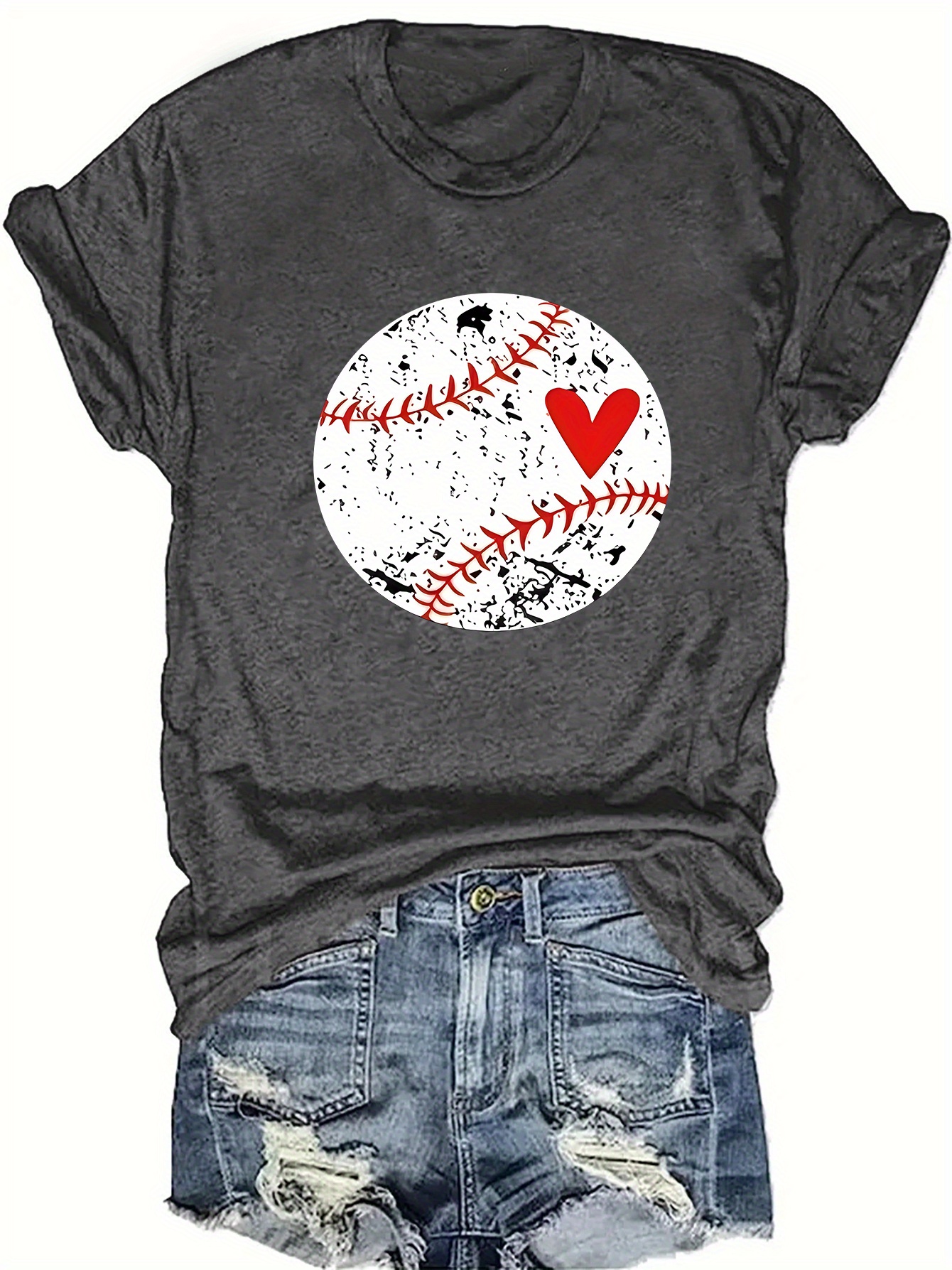 women's casual baseball graphic tee short sleeve round neck Temu