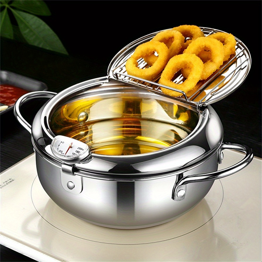   fryer pot sus304 stainless steel mini electric frying pan with controlled temperature oil saving for home kitchen outdoor camping   portable uncharged   with stainless steel material
