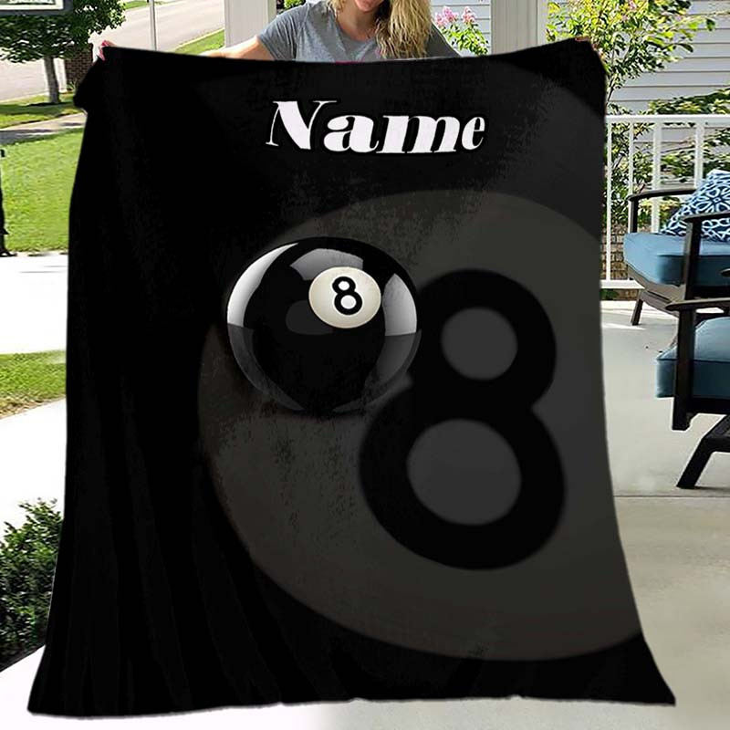 

1pc Custom Your Name Blanket, Personalized 8 Ball Pattern Text Blanket, Outdoor Travel Leisure 4 Seasons Nap Blanket