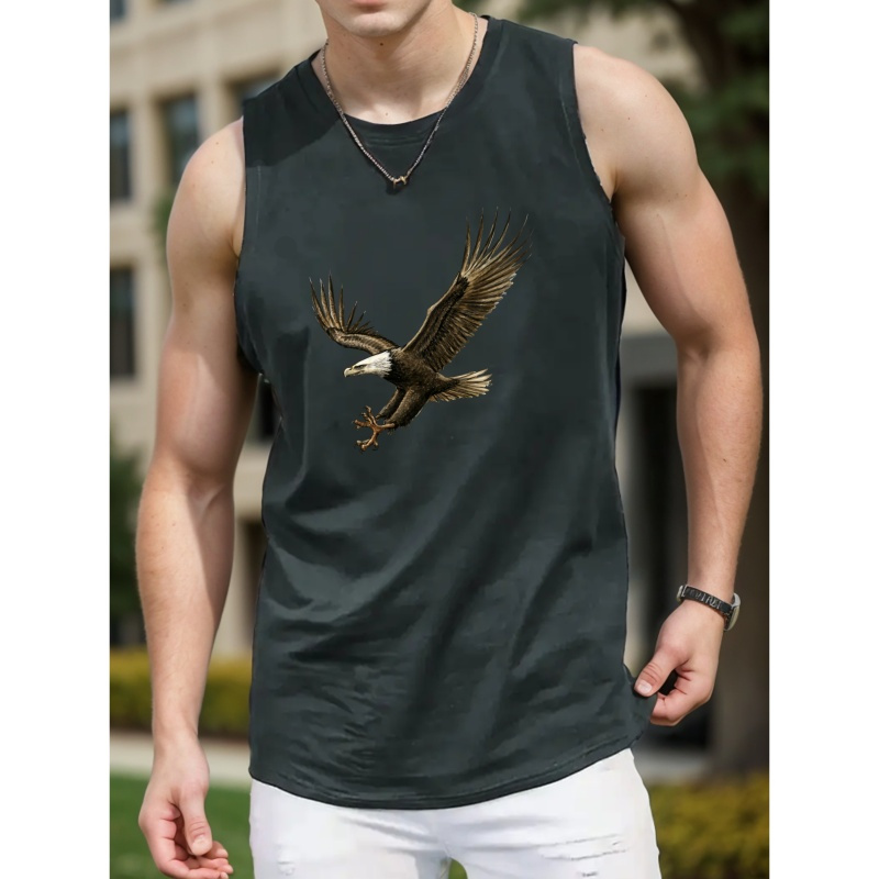 

Eagle Print Summer Men's Quick Dry Moisture-wicking Breathable Tank Tops, Bodybuilding Sports Sleeveless Shirts, For Running Training, Men's Clothing