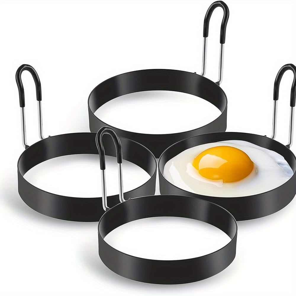 

[top-] 1/4/6pcs, Egg Rings, Stainless Steel Egg Molds For Frying, Egg Cooker , Egg Rings, Egg Rings For Griddle Breakfast Cooking, Egg Rings Nonstick