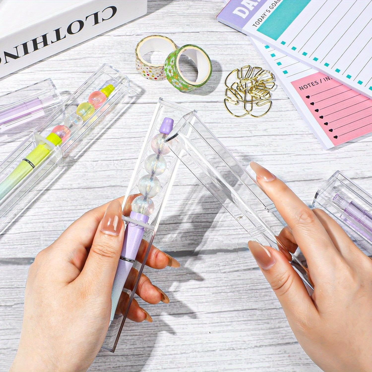 acrylic pen boxes 10pcs clear hexagon single ballpoint pen Temu