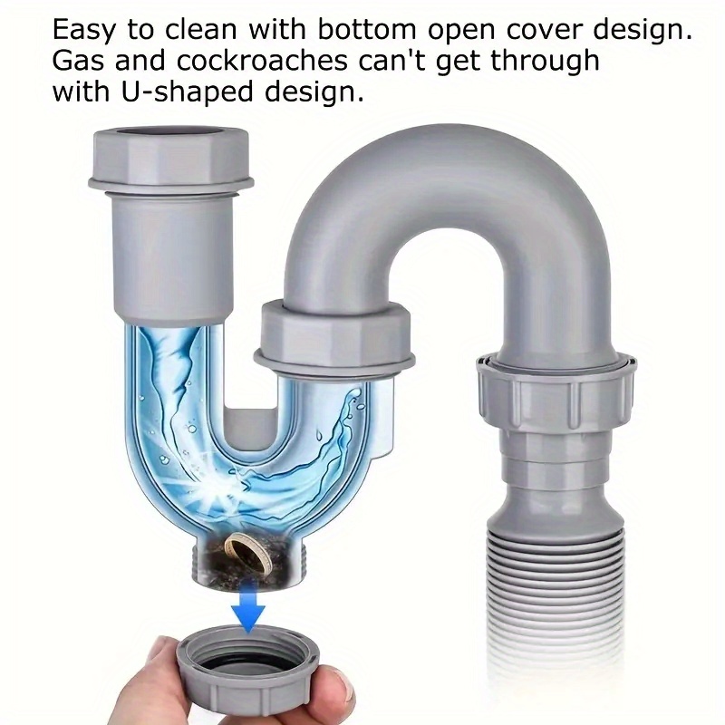 

Flexible Kitchen & Bathroom Drain Pipe Kit - Aseptic, Deodorant, With Water Storage Bend