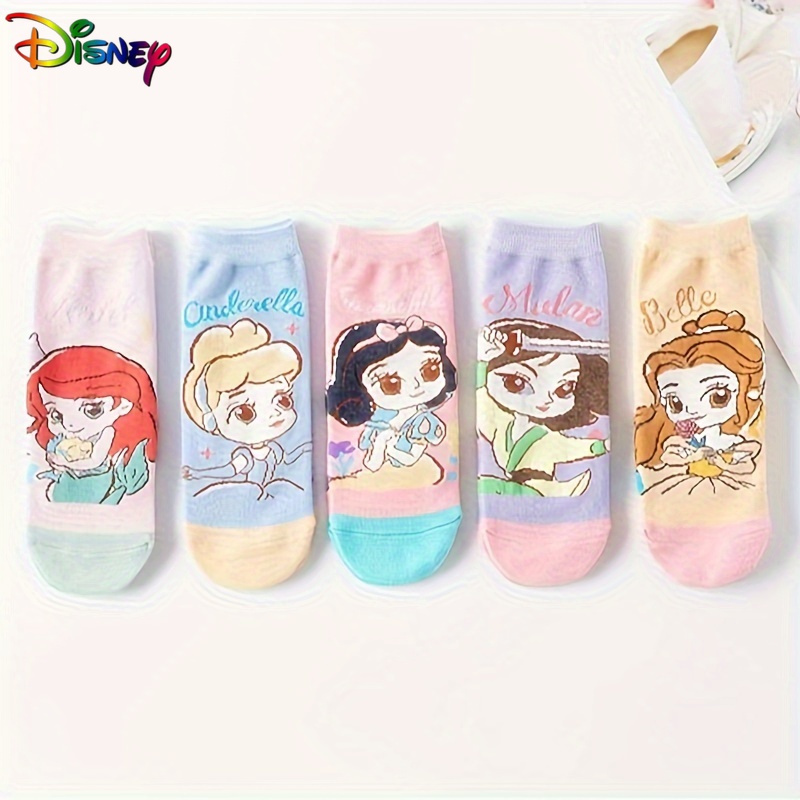 

Disney 5 Pairs Cartoon Anime Socks, Sweet & Kawaii No Show Ankle Socks, Women's Stockings & Hosiery