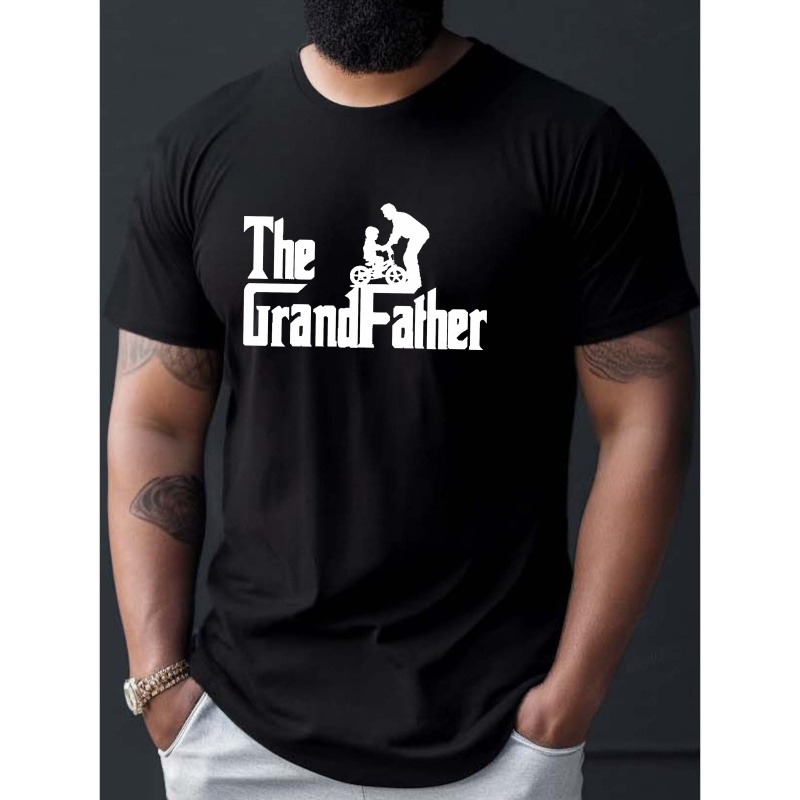 

The Grandfather Print Crew Neck T-shirt For Men, Casual Short Sleeve Top, Men's Clothing For Summer Daily Wear