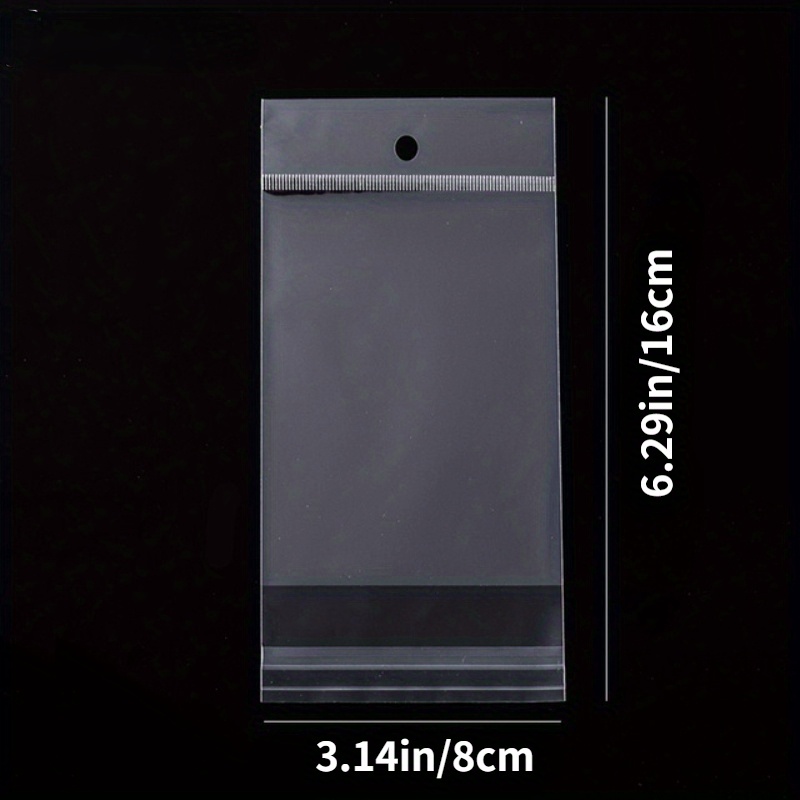 52pcs (0.07 Thick) Clear Self-adhesive Cellophane Bags For Sealing Small Plastic Bags For Candy Packing Cookie Packaging Bag With Hanging Hole