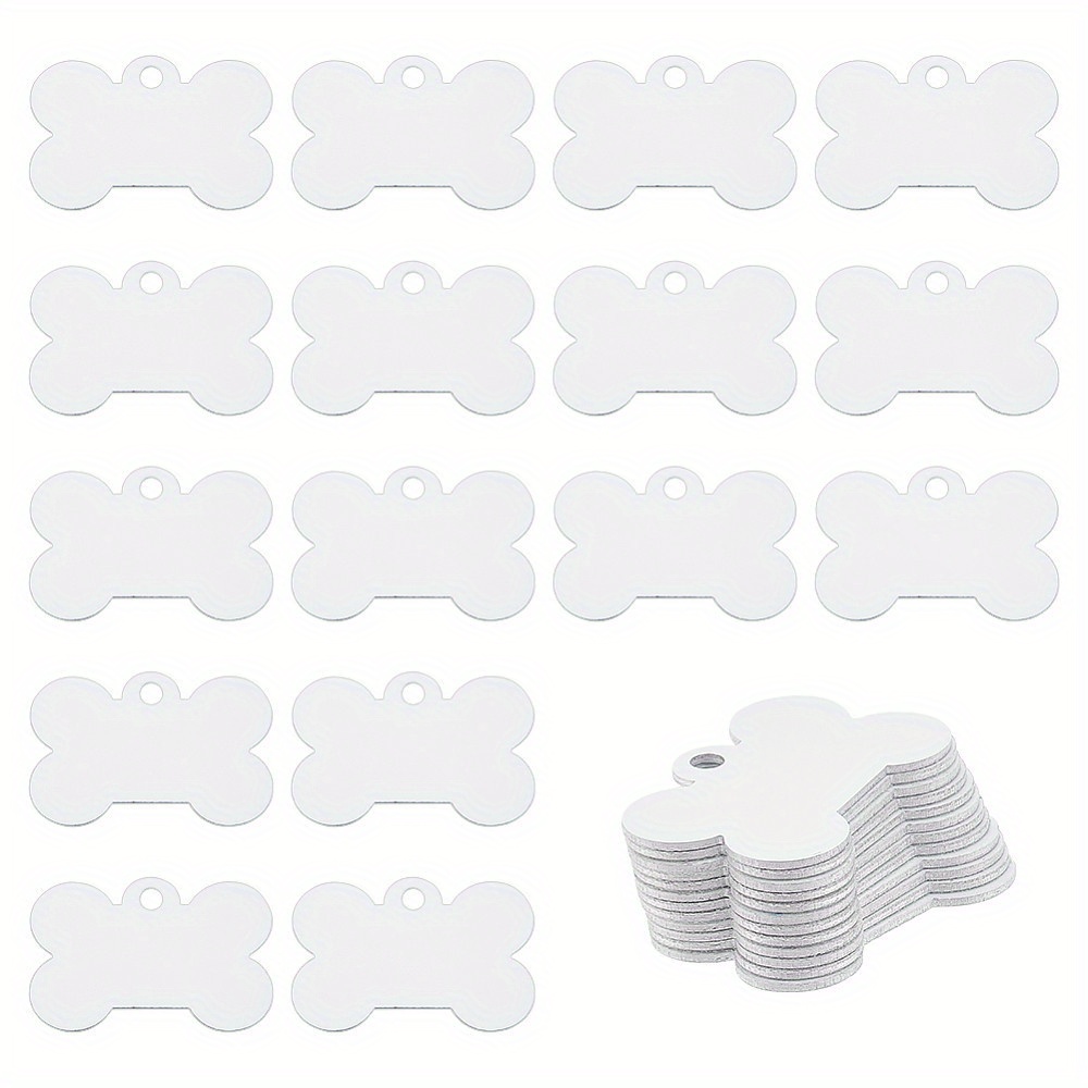 

1box 30pcs Aluminum Blank Dog Bone, Aluminum Stamping Tag, Blank Dog Tag, Double Sided Transfer Tags For Diy Keychains, Pets Tags .5x1