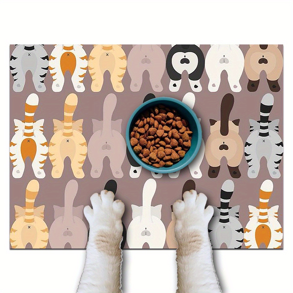 

1pc Cat-themed Non-slip Pet Feeding Mat - Quick Dry, Absorbent & Stain-resistant For Food And Water Bowls Cat Food Mat Cat Food And Water Dispenser