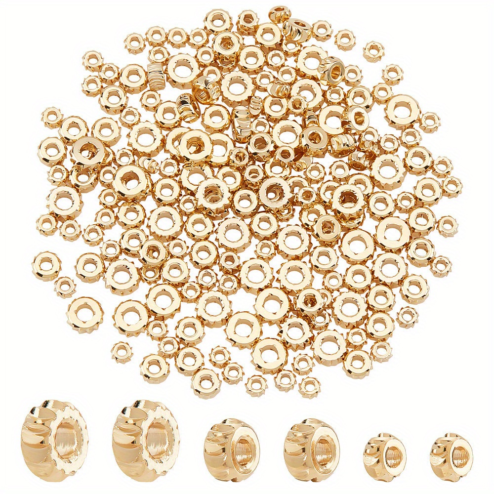 

1box About 200pcs 3 Styles Corrugated Round Brass Beads 2.5mm/4mm/5mm 24k Plated Golden Pumpkin Corrugated Round Bead Loose Spacer Beads For Jewelry Making Hole: 1~1.8mm