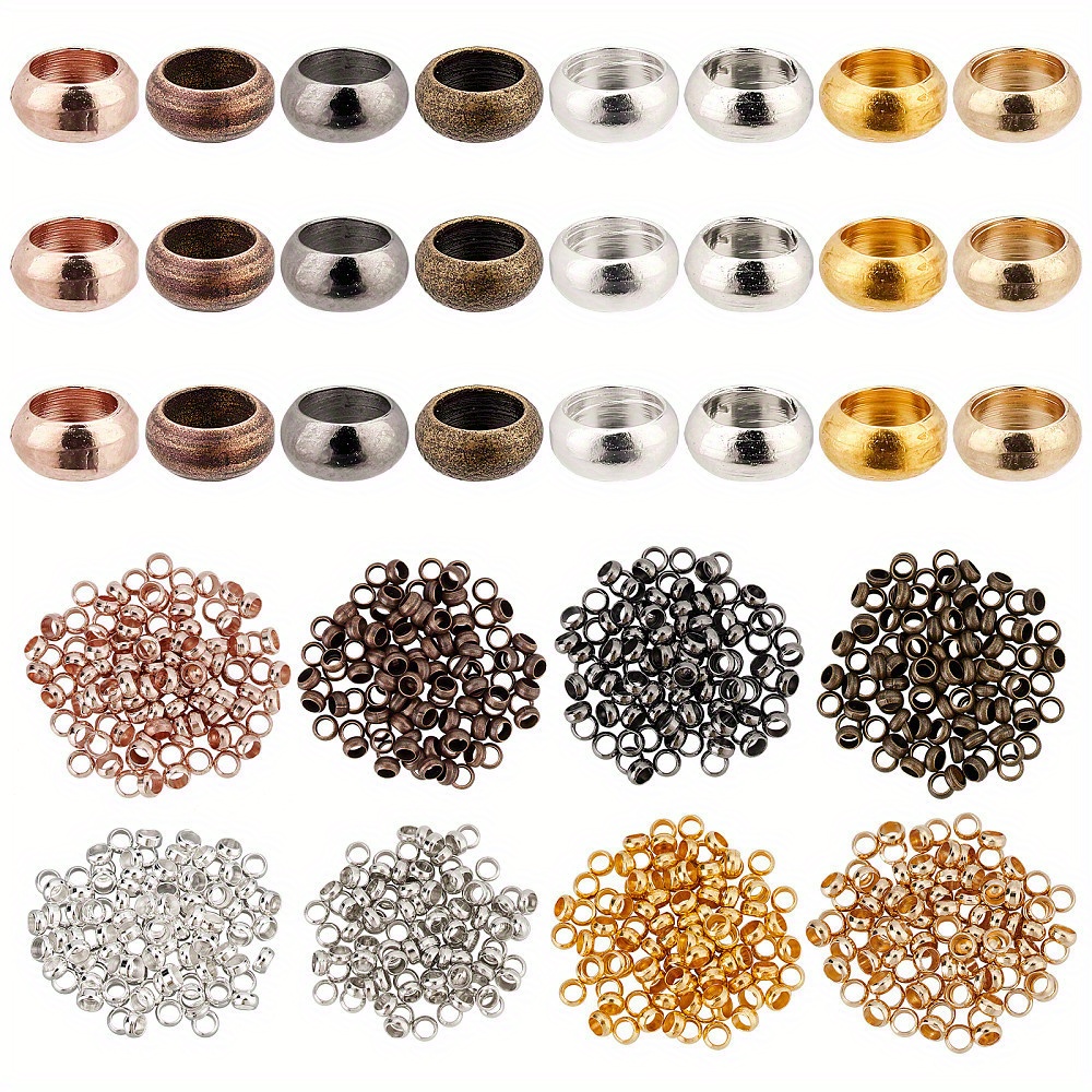 

1box 800pcs 8 Colors Brass Crimp Beads Rondelle Nickel Free Mixed Color 4x2mm Hole: 2.5mm 100pcs/color