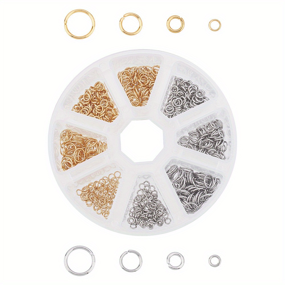 

1box About 800pcs 304 Stainless Steel Jump Rings Open Jump Rings Golden & Stainless Steel Color 800pcs/box