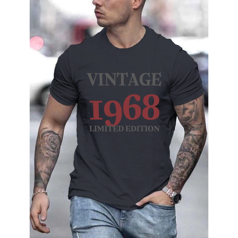 

T-shirt vintage imprimé en édition limitée 1968, T-shirts pour hommes, T-shirt décontracté à manches courtes pour l'été