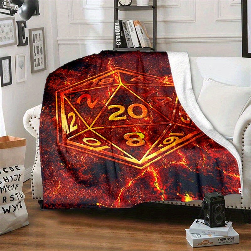 

Polyester Flannel Blanket With Gaming Art Pattern - Soft Nap Throw For All Seasons, Ideal For Office Chair, Travel, And Home Use - Perfect Gift For Christmas, Birthday, And Holidays